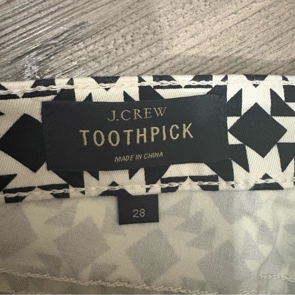 J. Crew Toothpick Black White Geometric Jeans Sz 28 Retro Grunge Skinny Mid Rise - Picture 3 of 9